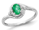 2/5 Carat (ctw) Natural Emerald Ring in 14K White Gold